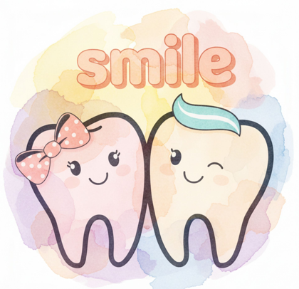 Logo dello studio: due dentini sorridenti con la scritta smile